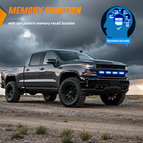 Nilight 4PCS 24LED Blue Strobe Light 12V/24V Grille Surface Mount - color: Blue
