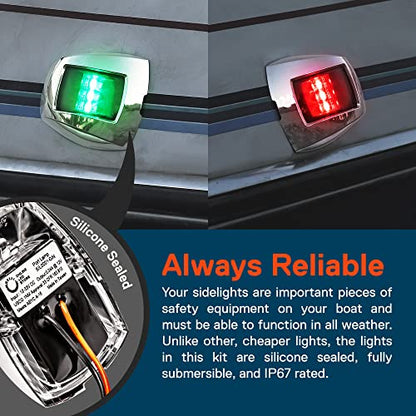 TRUE MODS Red Green LED Marine Boat Navigation Light