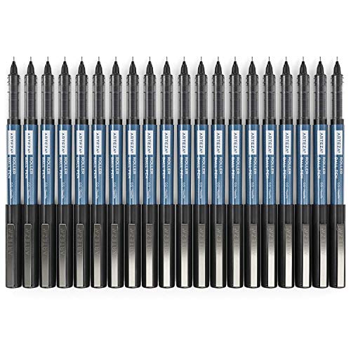 ARTEZA Rollerball Pens, 20 Pack, 0.5 mm Needle Nib, Black Liquid Ink - color: Black, style: 20 pack - 0.5 mm