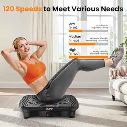 AXV Vibration Plate Exercise Machine Fitness Platform Body Vibrating Board - color: SLIM.DEEPBLACK