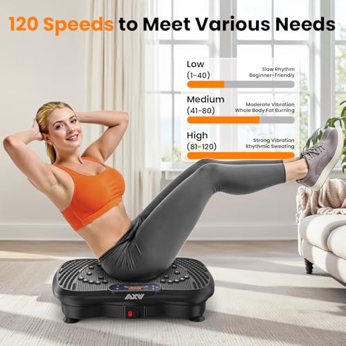AXV Vibration Plate Exercise Machine Fitness Platform Body Vibrating Board - color: SLIM.DEEPBLACK