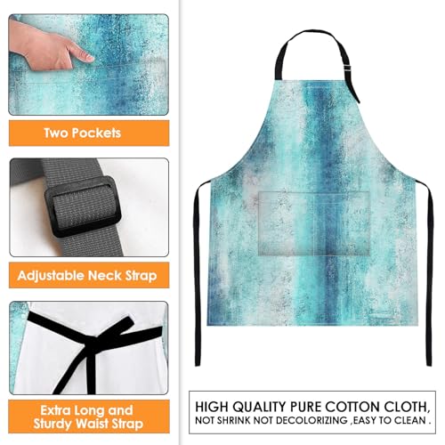 Britimes Apron with Pockets, 32x28 inch, 2 Pack, Teal Blue - color: Teal Blue