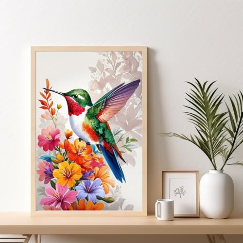 Hummingbird Framed Paint by Numbers Kit for Adults Beginner 8x12 inch - color: Frame-OP-US04