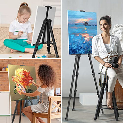 Art Painting Display Easel Stands - Portable Adjustable Floor Artist Easels - style: Black - 2pack