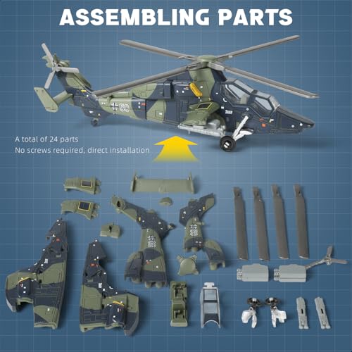 SEBUNAS 1:72 Scale EC-665 Army Helicopter Quick Build Model Kit - color: 12.EC665