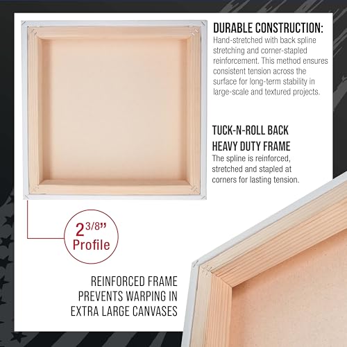U.S. Art Supply Stretched Canvas for Painting 12" x 12" 2-3/8" Extra Deep - size: 12" x 12"