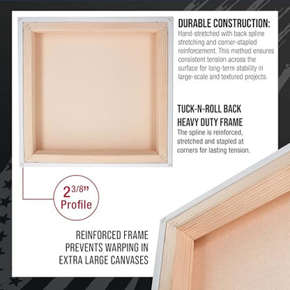 U.S. Art Supply Stretched Canvas for Painting 12" x 12" 2-3/8" Extra Deep - size: 12" x 12"