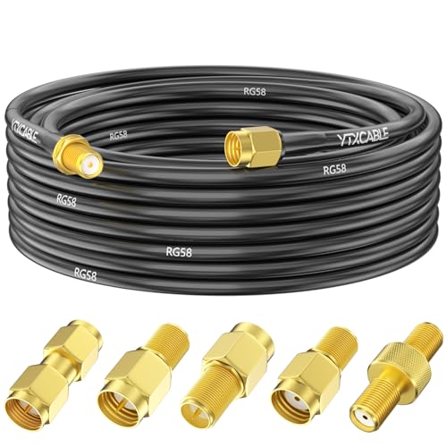 SMA Antenna Extension Cable RG58 Coax Jumper Male-Female 25FT & 5 Adapters - color: RG58 SMA+5pcs Adapter, size: 25FT-GOOD