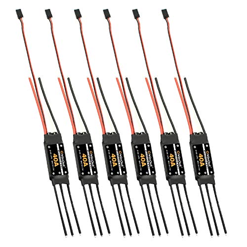 QWinOut 40A Brushless ESC 2-4S Speed Controller with 5V 3A BEC for Fixed Wing DIY RC Multi-axis Aircraft Drone Helicopter Quadcopter (6 Pcs,Long Cable) - color: Long Cable, size: 6 Pcs
