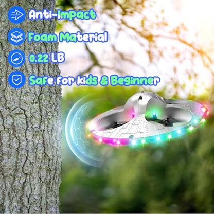Foam UFO Drone for Kids, Stunt RC Plane with LED Lights, 15 Min Flight