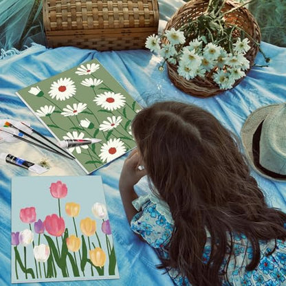 Cholemy 36 Pcs Paint and Sip Kit Gift for Adults 8''x10'',Flowering - style: Flowering