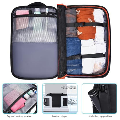 TANGCORLE Travel Backpack, 45L Carry On, Airline Approved - color: Black-a45