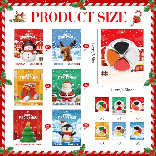 Capoda 18 Set Christmas DIY Craft Kit Christmas Air Dry Clay Kit - style: Christmas