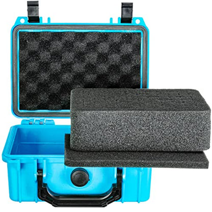 Eylar Protective Gear and Camera Hard Case with Custom Logo Engraved Plate TSA Approved 8.12 inch 6.56 inch 3.56 inch, Customizable Pluck Foam, Lockable for Cameras, Lenses, Drones, Gear (Neon Blue) - color: Neon Blue