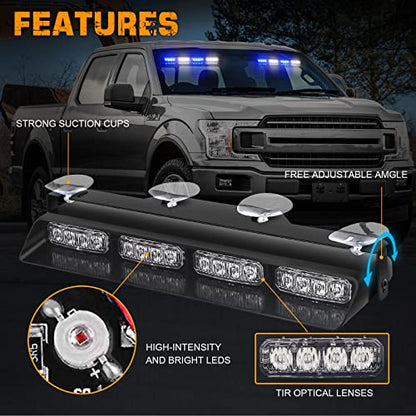 XRIDONSEN 2 in 1 2x 14 inch Strobe Light Bar - color: Blue/White