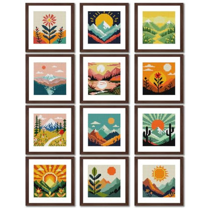 12 Pcs Small Diamond Art Kits Landscape Diamond Art Kits for Adults - color: Landscape-2