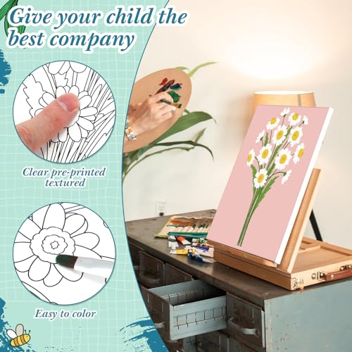Engrowtic 12 Pcs 8 x 10 Flower Fruit Pre Drawn Canvas to Paint for Adults - style: Cream Style
