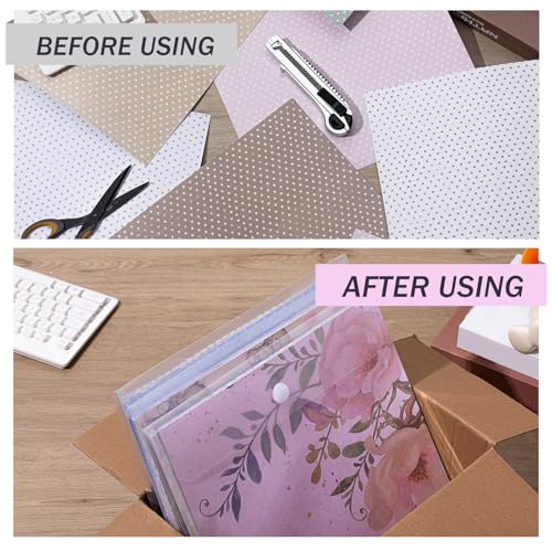 Henoyso 24 Pcs Scrapbook Paper Storage Organizer Plastic Clear,12 X 12 Inch