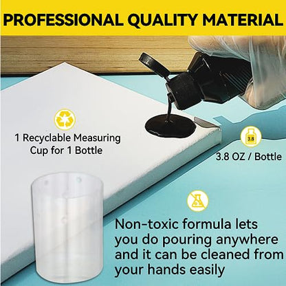 OPHIR 3 Black & 3 White Premixed Acrylic Pour Paint Set, 3.8-Ounce/Bottle - color: 3 Black & 3 White Set