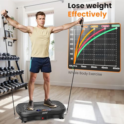 AXV Vibration Plate Exercise Machine Fitness Platform Body Vibrating Board - color: SLIM.DEEPBLACK