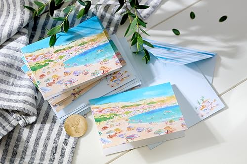 Papyrus 14-Count All-Occasion Blank Stationery Note Set, Watercolor Beach Scene - color: FSC STUDIO BL BEACH SCENE