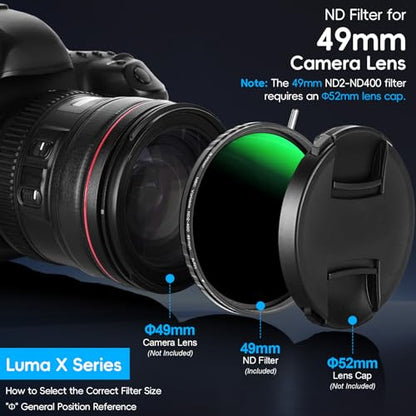 Artman 49mm Side Lever Variable ND Lens Filter ND2-400 (1-9 Stops) - size: 49 MM