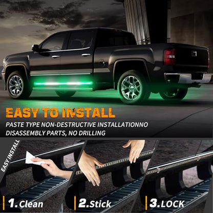 XRIDONSEN 2X 60 inch Running Board Emergency Lights 720 LED Strobe Lights - color: Green/White