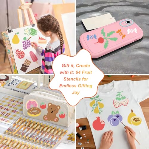 Fruit Stencils for Painting, 64 Pcs 3 Inch for Cards Rocks DIY Crafts - color: Fruit