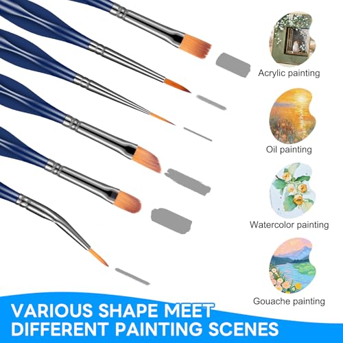 15pcs Detail Paint Brushes Set for Acrylic Watercolor & Paint by Numbers - color: Deep Blue