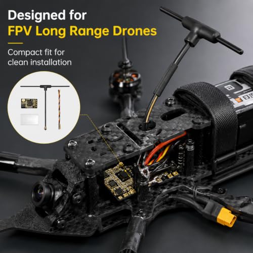 ELRS 2.4GHz Receiver with 40mm T Antenna for FPV Long Range Drones