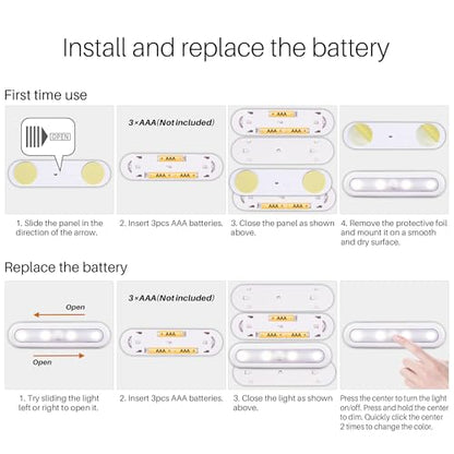 STAR-SPANGLED 7” Dimmable LED Stick on Push Tap Lights AAA Battery, 3 Pack - color: 3 Color Modes & Dimmable, size: 7 inch, Push Control (3 Pack)
