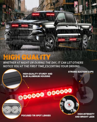 XRIDONSEN 2x 10.7 inch Red Emergency Lights 24 LED Strobe Light Bar - color: Red
