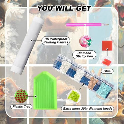 EIBEILI Diamond Art Kits for Adults-6P Funny Animal Diamond Painting Wall