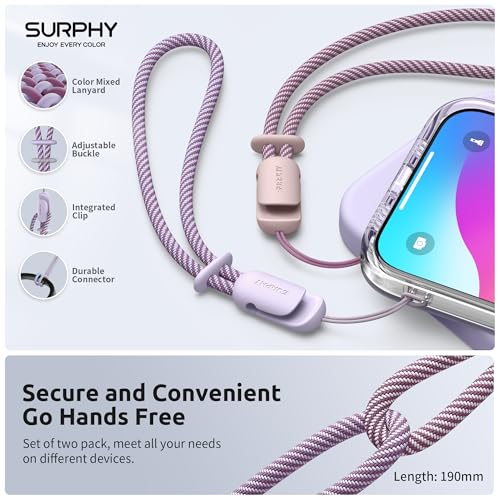SURPHY 2 Pack Phone Lanyard, Phone Wrist Strap for Case, Camera Wrist Strap - color: Pink & Lilac