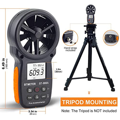 BTMETER 866A Pro Handheld HVAC Anemometer CFM Air Flow Meter(Wet Bulb Temp) - color: BT-100WM Anemometer