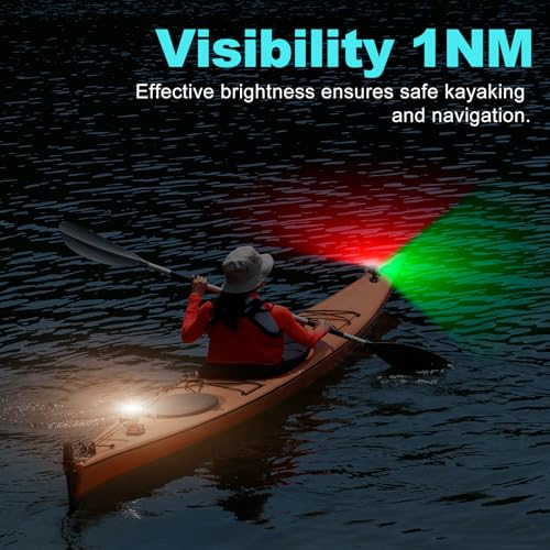 Kayak Navigation Lights,Battery Operated Boat Lights,Waterproof Portable Red and Green Dinghy Navigation Lights for Paddle Board,Sikff - color: Red&Green (Screw & Track & Adhesive Mount)