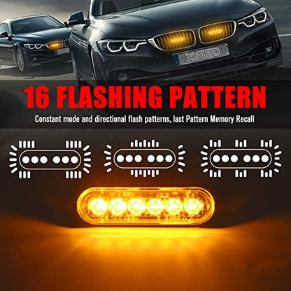 6LED Car Truck Emergency Beacon Warning Hazard Flash Strobe Light Amber/Amber 4-pack - color: Amber Amber