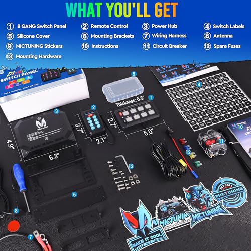 MICTUNING P1Y+ 8 Gang Switch Panel with APP & Remote Control 230FT - color: With APP& Remote), size: 8 Gang
