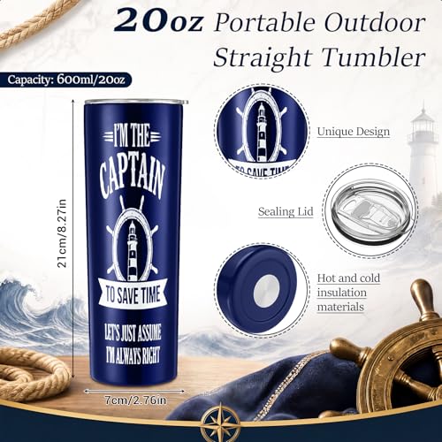 Sieral 7 Pcs Boating Gifts for Men Plush Robe Boat Captain Cap Captain's Hat Stainless Steel I'm Captain Tumbler Cups Playing Card Beer Opener and Boats Socks Summer Gifts for Boaters Father Husband - style: Captain