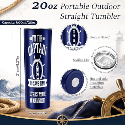 Sieral 7 Pcs Boating Gifts for Men Plush Robe Boat Captain Cap Captain's Hat Stainless Steel I'm Captain Tumbler Cups Playing Card Beer Opener and Boats Socks Summer Gifts for Boaters Father Husband - style: Captain