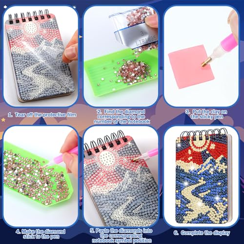 Fuyoooo 12 Pcs Abstract Landscape Diamond Art Notebook Kits for Adults - style: Abstract Landscape