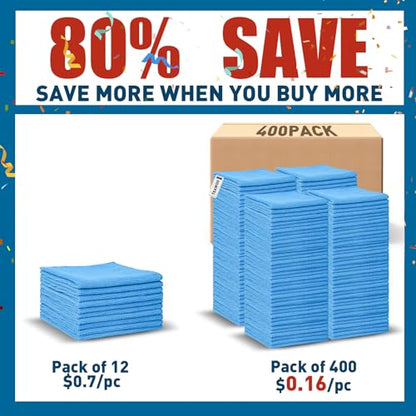 TEAWOO Blue Microfiber Towels Bulk-400 Pack, Cleaning Cloths Bulk - color: Blue, size: 400 Pack