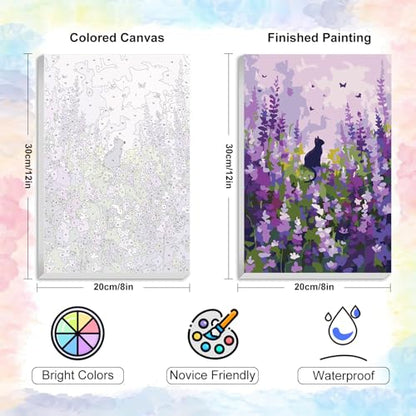Flowers Framed Paint by Numbers Kit for Adults Beginner & Kids Ages 8-12 - color: YOP-F-1201, size: 8x12 Inch