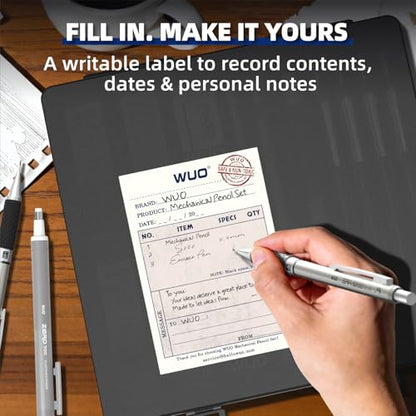 WUO 0.9 mm Mechanical Pencil Set with Eraser Pen Storage Case, 3 PCS - color: Black 3 - 0.9mm (3 Pack)