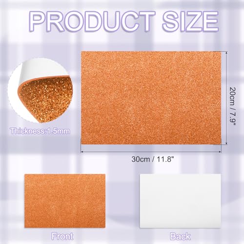 uxcell Foam Sheets 5Pcs 8x12Inch EVA Self-Adhesive Sparkle Orange Glitters - color: Orange