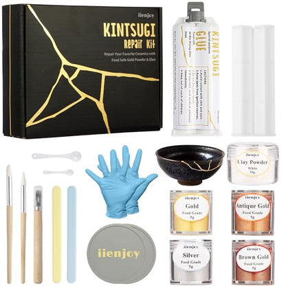 iienjoy Kintsugi Repair Kit, 4 Colors Food Safe Kintsugi Kit for Ceramics