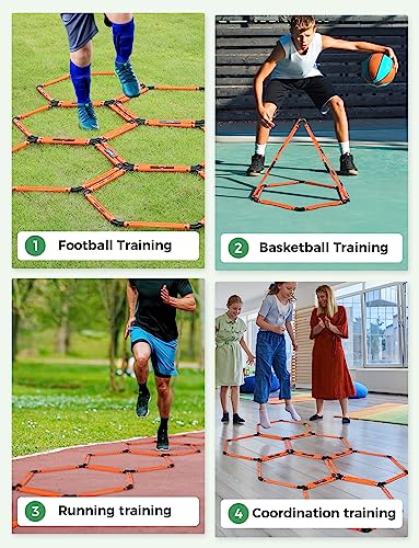 GHB Hex Agility Rings 1 Pack and 24 Pack 7 Inch Football Cones with 3 Carrying Bag