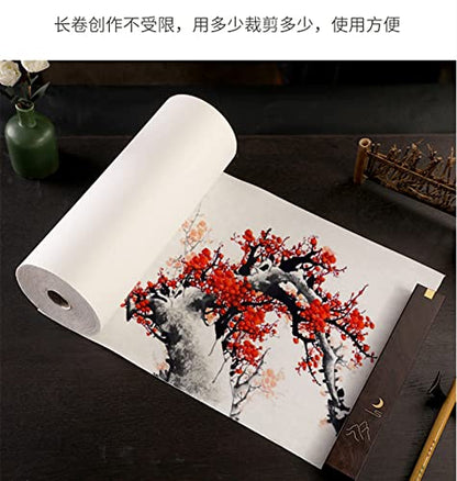 MEGREZ Roll Pack Thicken Chinese Calligraphy Paper - color: White, size: 13.8 in x 164 ft