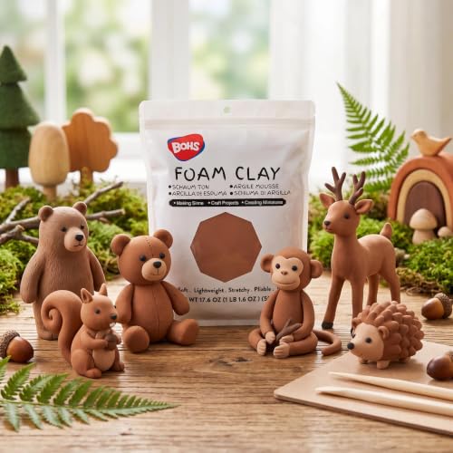 BOHS Foam Clay, Chocolate Brown Air Dry Modeling Clay, 1.1 lb - color: Chocolate, size: 500 g