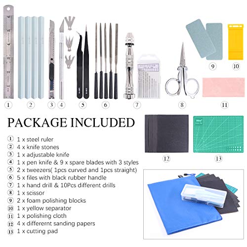 Keadic 43Pcs Tools Gunpla Tool Kits Model Tool Kit Hobby Building Tools Kit Professional Model Tools Kit Modeler Basic Tools Craft Set for Hobby Building